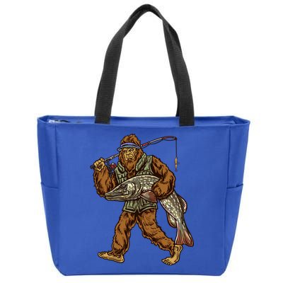 Northern Pike Fishing Bigfoot Hunting Fisher Cool Gift Zip Tote Bag