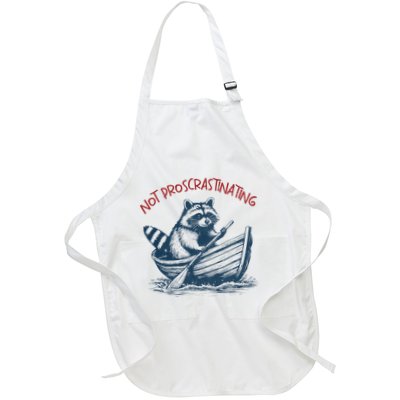 Not Proscrastinating Funny Raccoon Boat Ride Full-Length Apron With Pockets