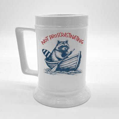 Not Proscrastinating Funny Raccoon Boat Ride Beer Stein