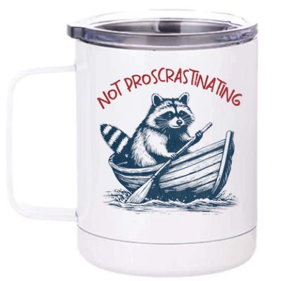 Not Proscrastinating Funny Raccoon Boat Ride 12 oz Stainless Steel Tumbler Cup