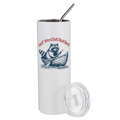 Not Proscrastinating Funny Raccoon Boat Ride Stainless Steel Tumbler