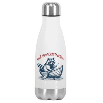 Not Proscrastinating Funny Raccoon Boat Ride Stainless Steel Insulated Water Bottle