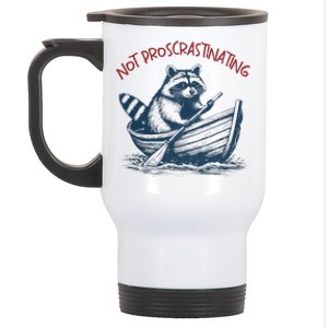 Not Proscrastinating Funny Raccoon Boat Ride Stainless Steel Travel Mug