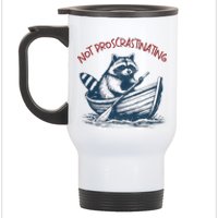 Not Proscrastinating Funny Raccoon Boat Ride Stainless Steel Travel Mug