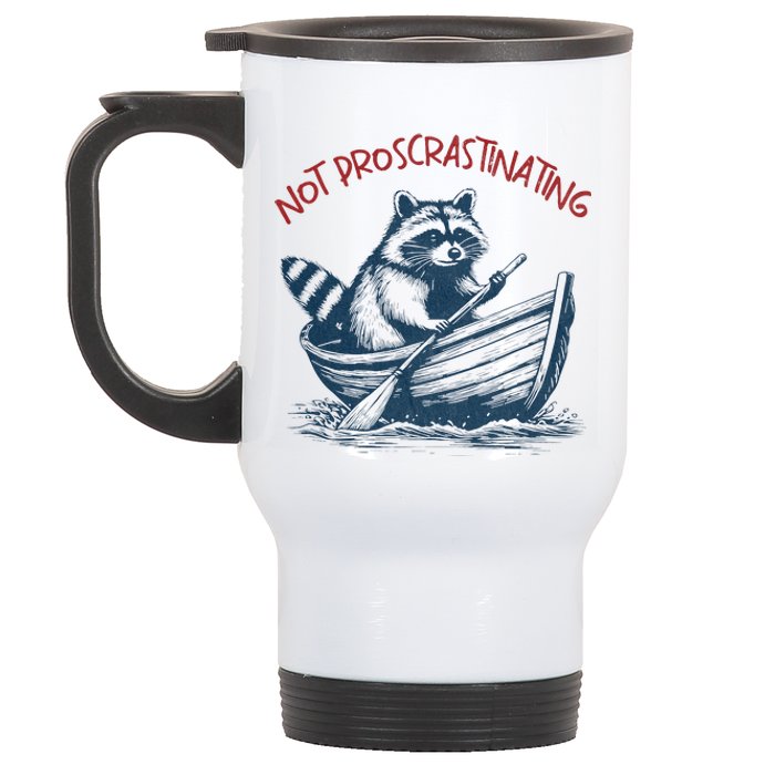 Not Proscrastinating Funny Raccoon Boat Ride Stainless Steel Travel Mug