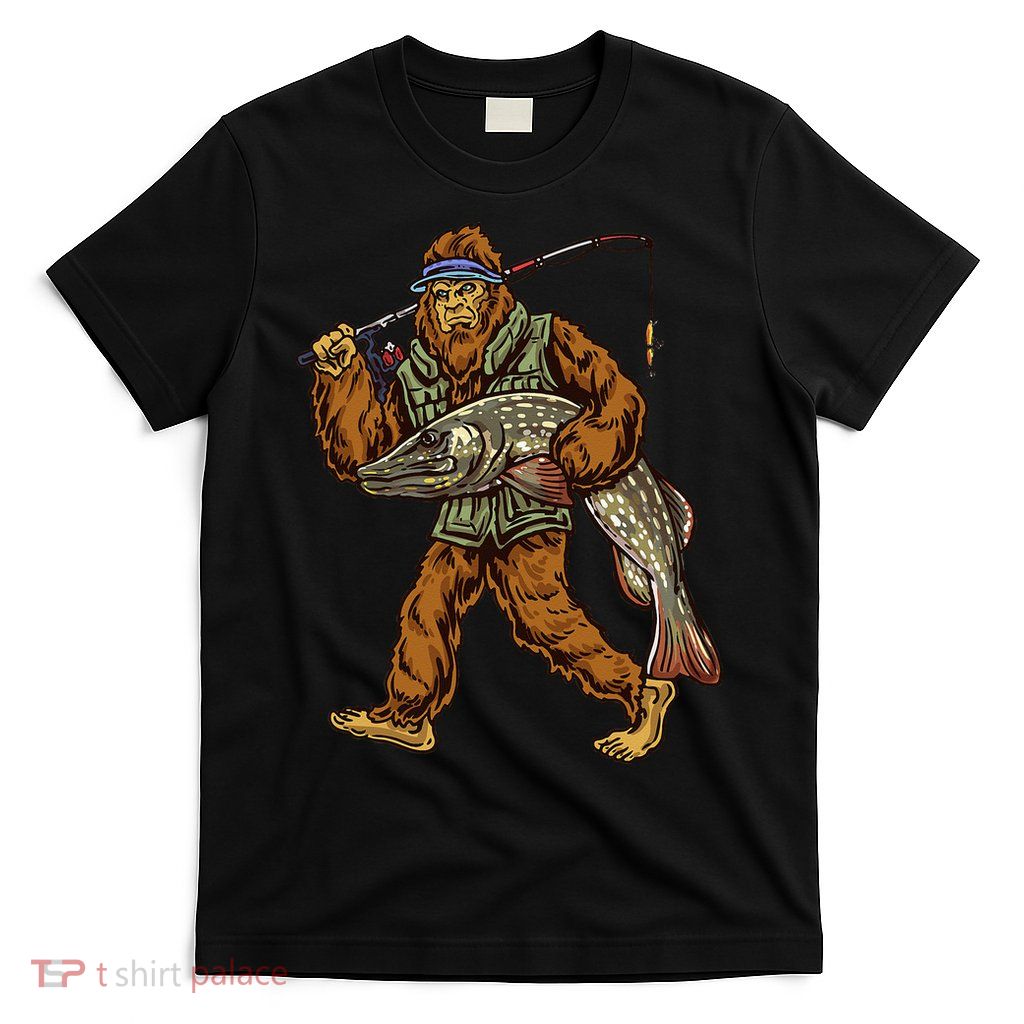 Northern Pike Fishing Bigfoot Hunting Fishermen T-Shirt