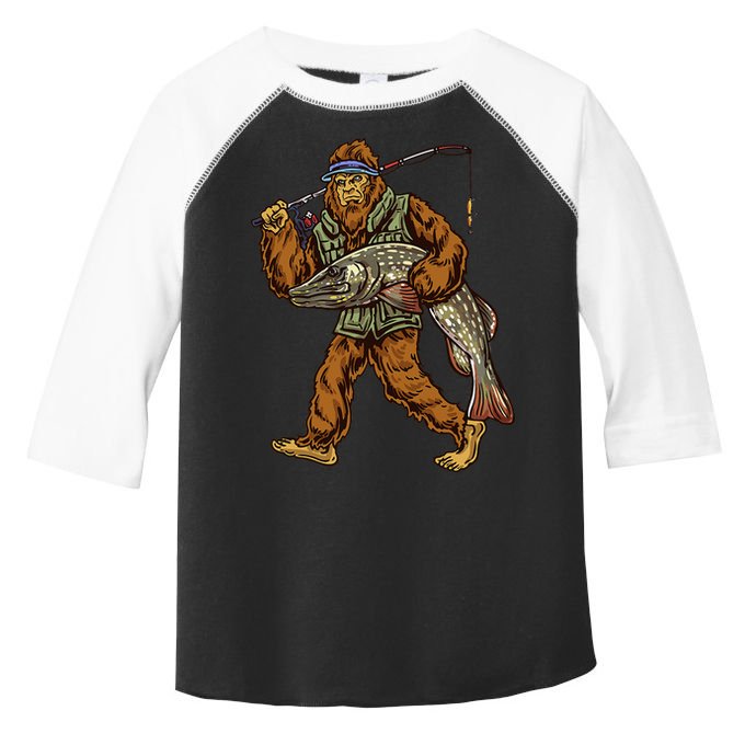 Northern Pike Fishing Bigfoot Hunting Fishermen Toddler Fine Jersey T-Shirt