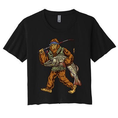 Northern Pike Fishing Bigfoot Hunting Fishermen Crop Top