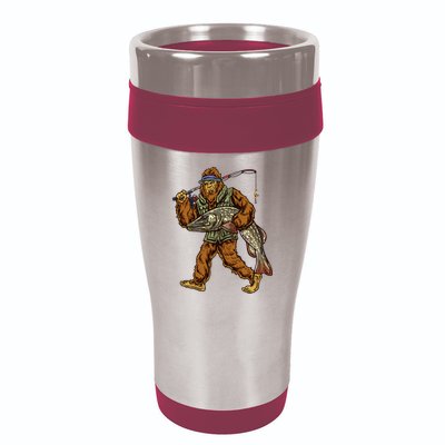 Northern Pike Fishing Bigfoot Hunting Fishermen 16oz Travel Tumbler