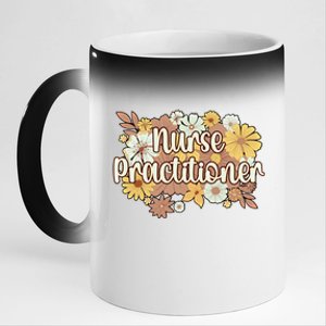 Nurse Practitioner Flowers Nursing Practitioner Gift 11oz Black Color Changing Mug