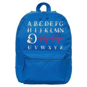 Nurse Pqrst Funny Ekg Ecg Alphabet Flowers Nursing Student Gift 16 in Basic Backpack