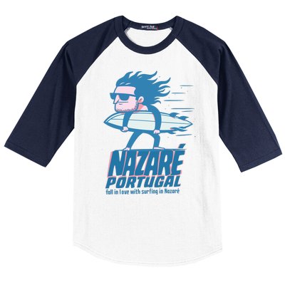 Nazaré Portugal Funny Surfer Baseball Sleeve Shirt