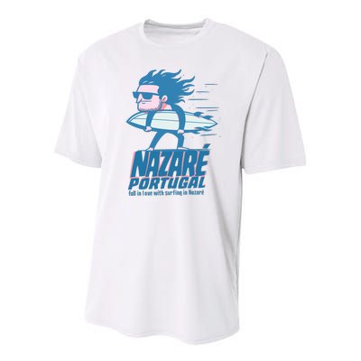 Nazaré Portugal Funny Surfer Youth Performance Sprint T-Shirt