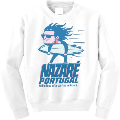 Nazaré Portugal Funny Surfer Kids Sweatshirt