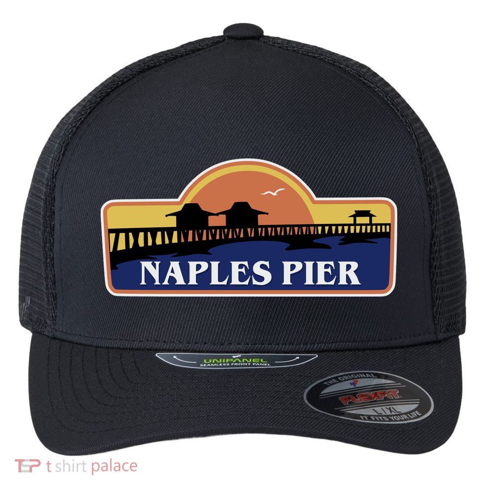 Naples Pier Florida Flexfit Unipanel Trucker Cap