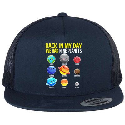 Nine Planets Funny Gift Pluto Never Forget Gift Flat Bill Trucker Hat