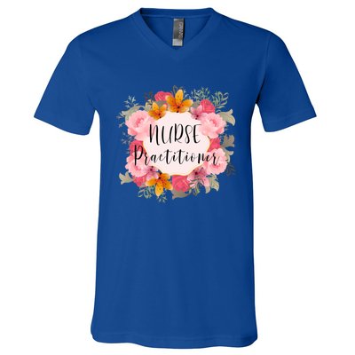 Nurse Practitioner Flower Nurses Meaningful Gift V-Neck T-Shirt