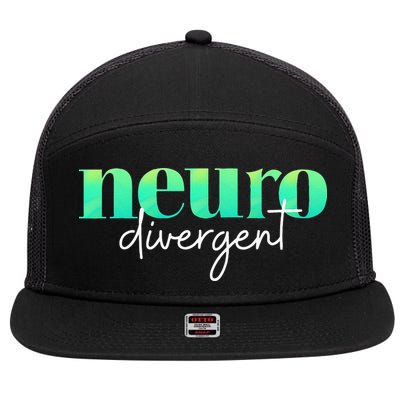 Neurodivergent Pride For Autism ADHD And ASD Awareness 7 Panel Mesh Trucker Snapback Hat