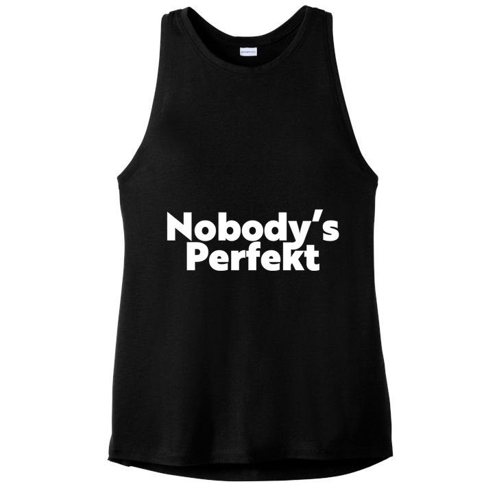 NobodyS Perfekt Funny Typo Sarcastic Pun Statement Humor Ladies PosiCharge Tri-Blend Wicking Tank