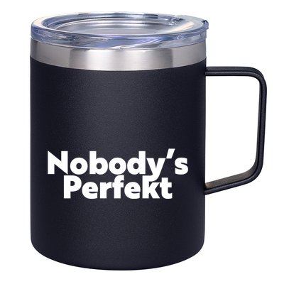 NobodyS Perfekt Funny Typo Sarcastic Pun Statement Humor 12oz Stainless Steel Coffee Mug