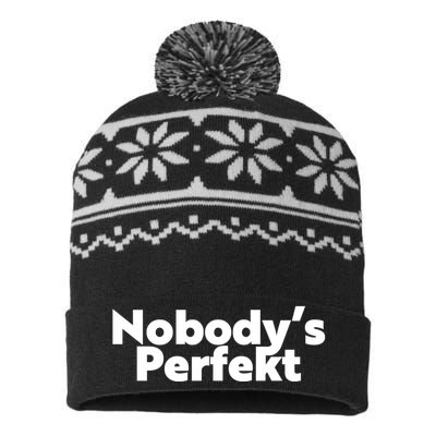 NobodyS Perfekt Funny Typo Sarcastic Pun Statement Humor USA-Made Snowflake Beanie