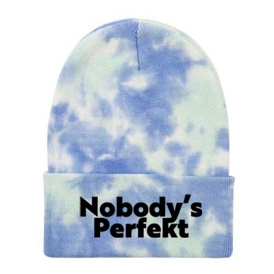 NobodyS Perfekt Funny Typo Sarcastic Pun Statement Humor Tie Dye 12in Knit Beanie