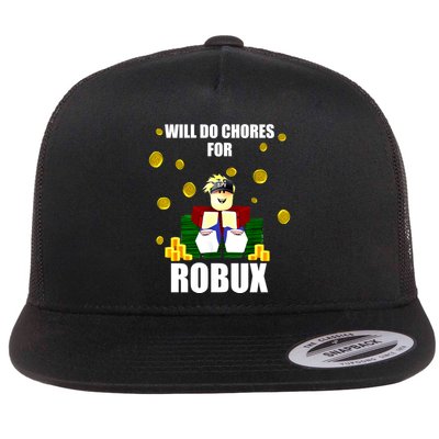 Noob & Professional Gamer Will Do Chores For Robux Flat Bill Trucker Hat
