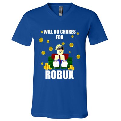 Noob & Professional Gamer Will Do Chores For Robux V-Neck T-Shirt