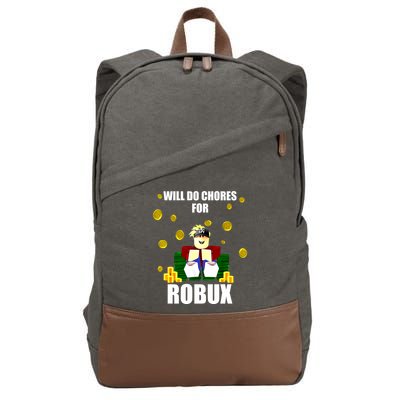 Noob & Professional Gamer Will Do Chores For Robux Cotton Canvas Backpack