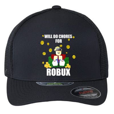 Noob & Professional Gamer Will Do Chores For Robux Funny Flexfit Unipanel Trucker Cap