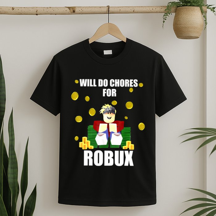 Noob & Professional Gamer Will Do Chores For Robux Funny T-Shirt