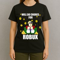 Noob & Professional Gamer Will Do Chores For Robux Funny T-Shirt