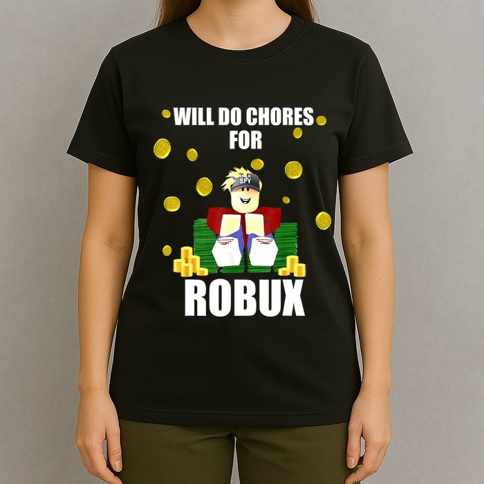Noob & Professional Gamer Will Do Chores For Robux Funny T-Shirt