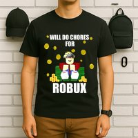 Noob & Professional Gamer Will Do Chores For Robux Funny T-Shirt