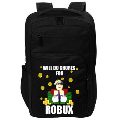Noob & Professional Gamer Will Do Chores For Robux Funny Impact Tech Backpack