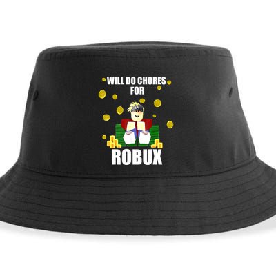 Noob & Professional Gamer Will Do Chores For Robux Funny Sustainable Bucket Hat