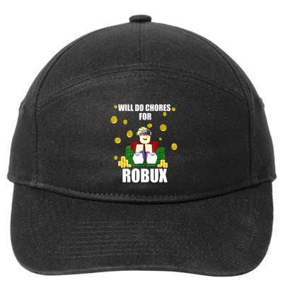 Noob & Professional Gamer Will Do Chores For Robux Funny 7-Panel Snapback Hat