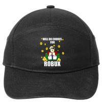 Noob & Professional Gamer Will Do Chores For Robux Funny 7-Panel Snapback Hat
