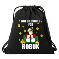 Noob & Professional Gamer Will Do Chores For Robux Funny Drawstring Bag