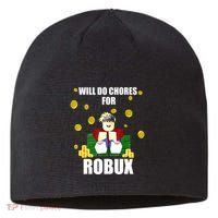 Noob & Professional Gamer Will Do Chores For Robux Funny Sustainable Beanie