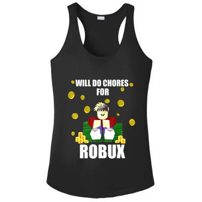Noob & Professional Gamer Will Do Chores For Robux Funny Ladies PosiCharge Competitor Racerback Tank