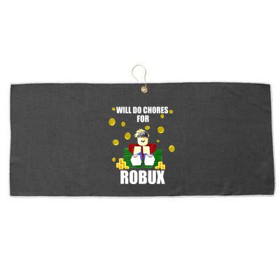 Noob & Professional Gamer Will Do Chores For Robux Funny Large Microfiber Waffle Golf Towel
