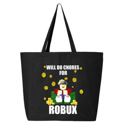 Noob & Professional Gamer Will Do Chores For Robux Funny 25L Jumbo Tote