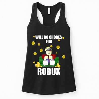 Noob & Professional Gamer Will Do Chores For Robux Funny Womens Tank Top