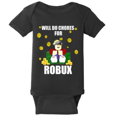 Noob & Professional Gamer Will Do Chores For Robux Funny Baby Bodysuit