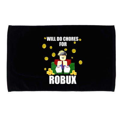 Noob & Professional Gamer Will Do Chores For Robux Funny Microfiber Hand Towel