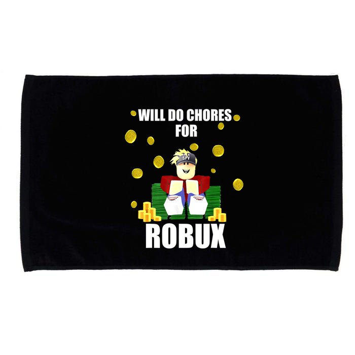 Noob & Professional Gamer Will Do Chores For Robux Funny Microfiber Hand Towel