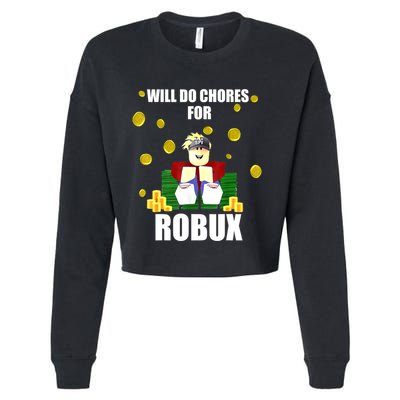 Noob & Professional Gamer Will Do Chores For Robux Funny Cropped Pullover Crew