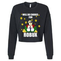 Noob & Professional Gamer Will Do Chores For Robux Funny Cropped Pullover Crew