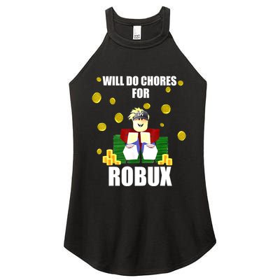 Noob & Professional Gamer Will Do Chores For Robux Funny Women's Perfect Tri Rocker Tank